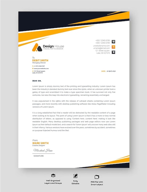 PSD free psd modern business letterhead template