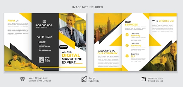 Free PSD Modern digital marketing creative business trifold brochure template