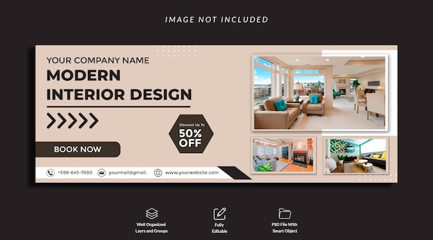 Free psd modern interior home for sale real estate facebook cover template