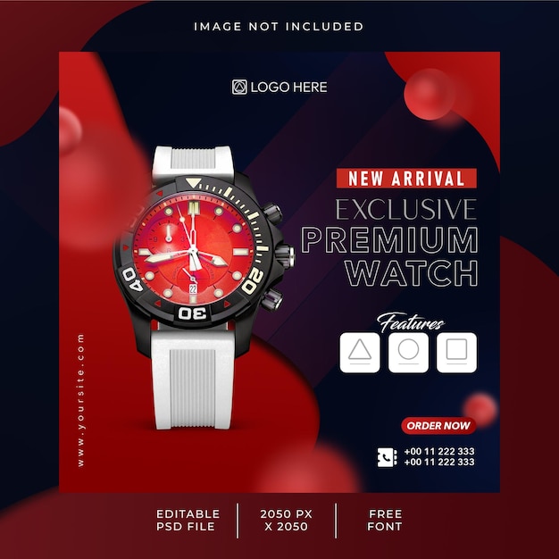 PSD free psd new arrival premium watch social media ad design template