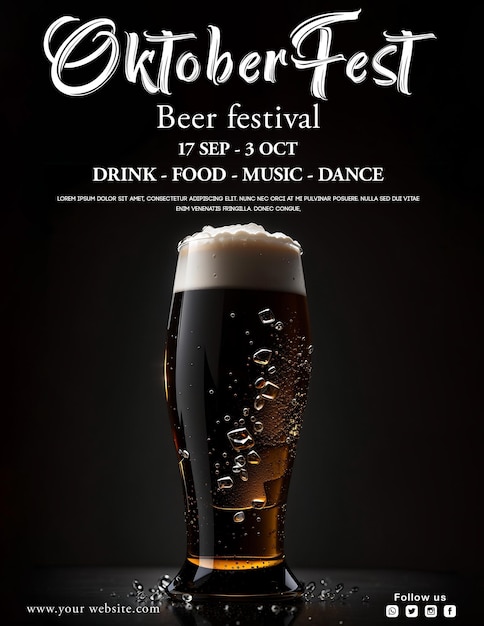 PSD disegno di modello di banner per social media per la festa della birra dell'oktoberfest