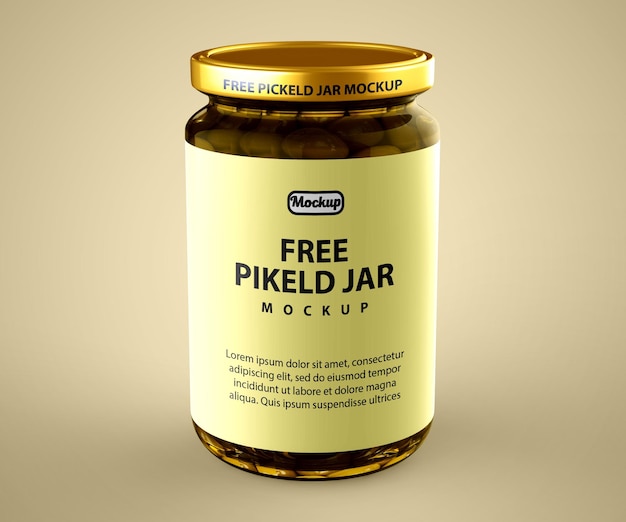 Free psd pickle glass jar mockup