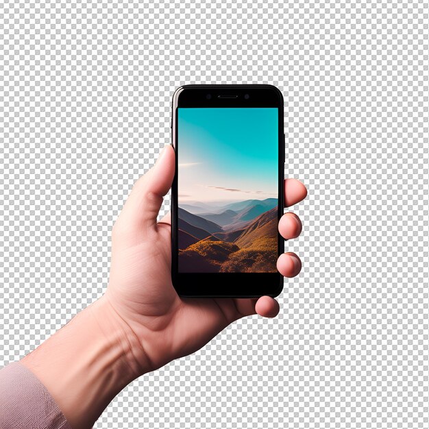 PSD psd gratis psd isolato mano sinistra che tiene smartphone