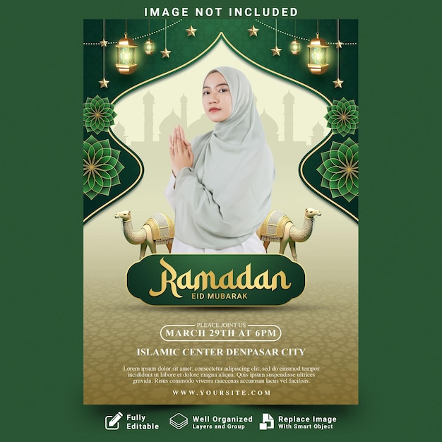 Free psd ramadan eid mubarak flyer template