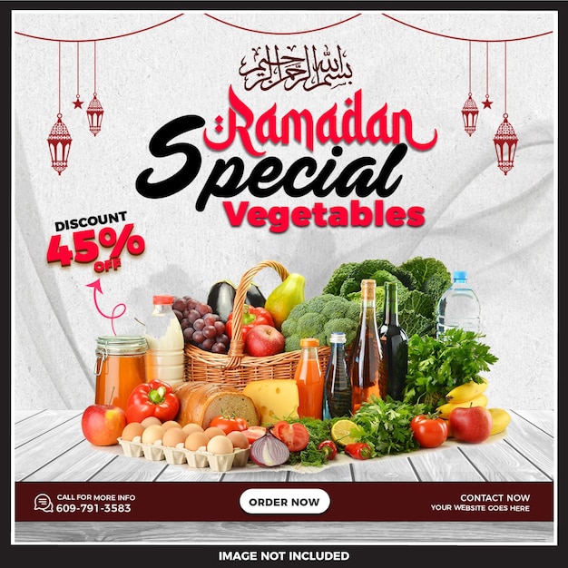 PSD free psd ramadan kareem special food and vegetables banner sui social media o post su instagram