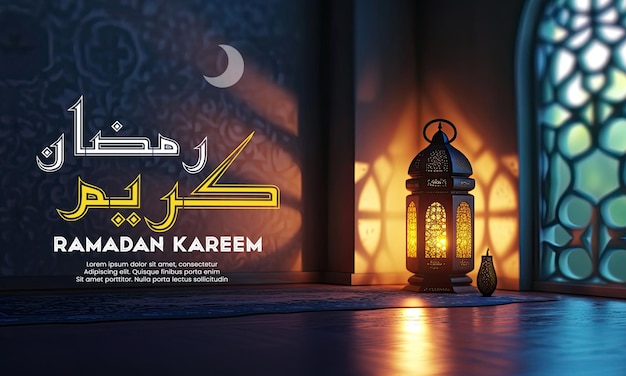 Psd gratuito ramadan mubarak 3d modello di progettazione di banner per i social media