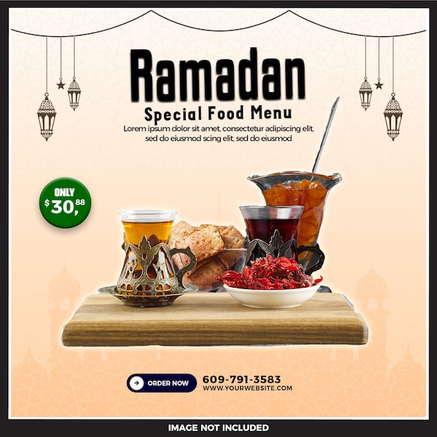 PSD psd gratuito ramadan special menu alimentare modello di post sui social media per la festa del ramadan