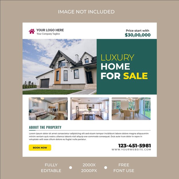 PSD free psd real estate house property instagram post or social media banner template