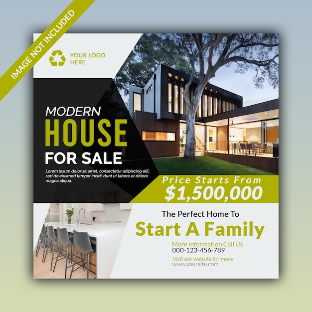 PSD free psd real estate house for sale social media post or square flyer template.