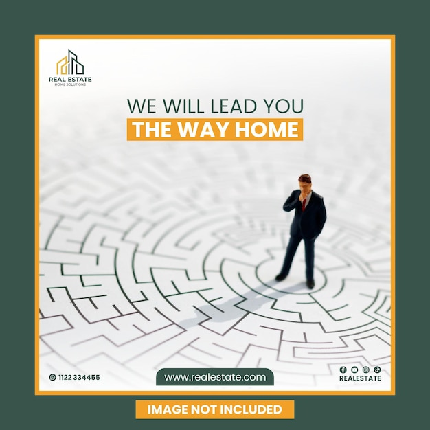 Free PSD real estate house social media post or square template