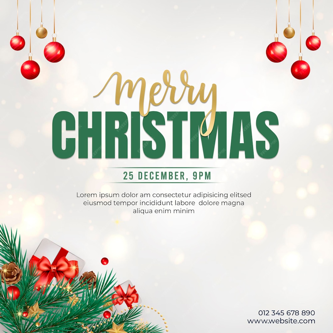 Premium PSD | Free psd realistic christmas party poster template