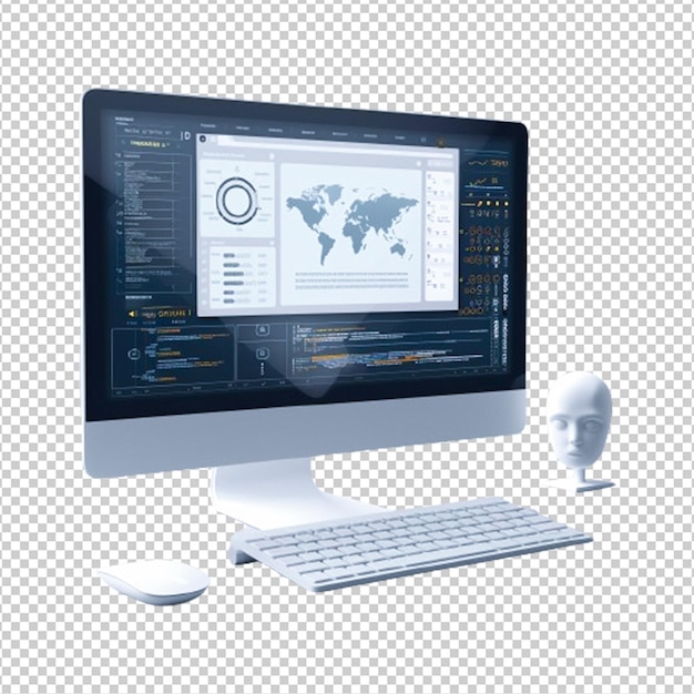 PSD Реалистичный компьютерный дизайн изолирован на прозрачном фоне