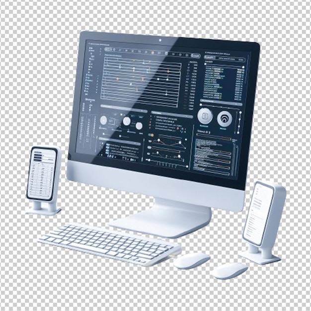 PSD Реалистичный компьютерный дизайн изолирован на прозрачном фоне
