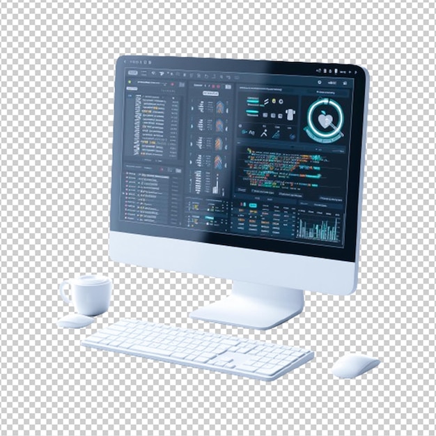 Free PSD realistic computer design isolated on transparent background