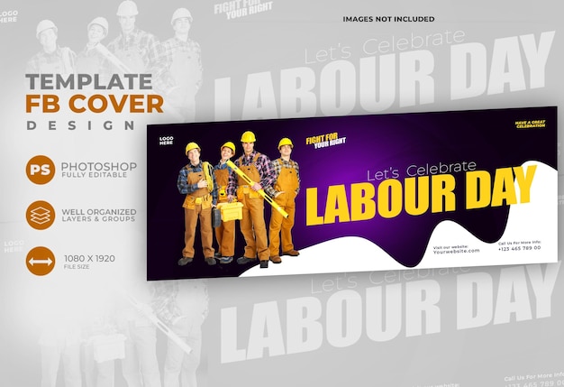 Free Psd realistic labor day social media cover template