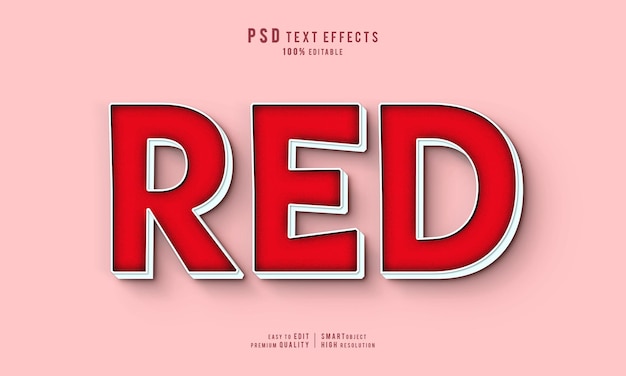 Free psd red editable 3d text effect mockup style template