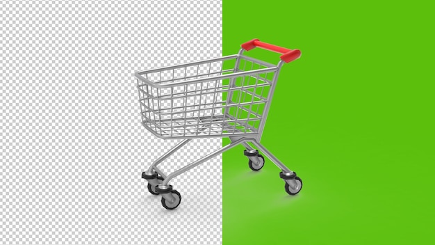 PSD free psd red supermarket trolley with transparent background