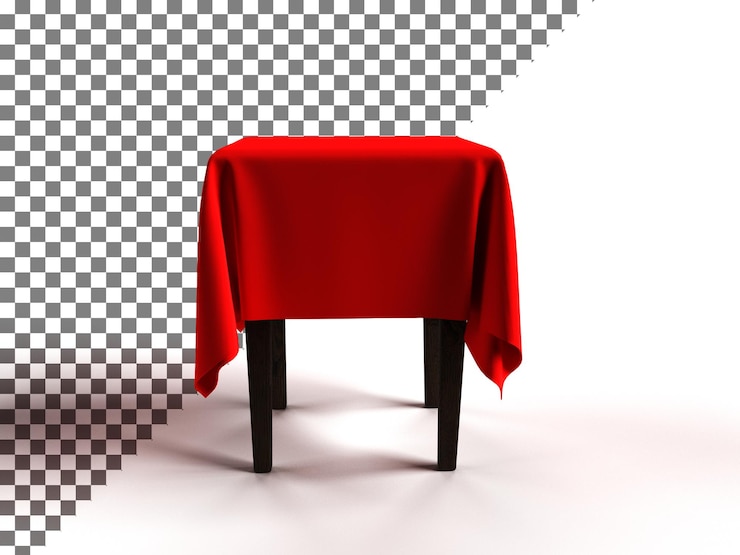 PSD free psd royal table with red matte cloth isolated on white background