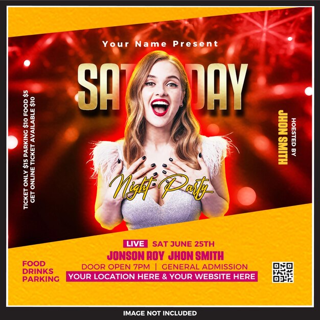 Free psd saturday night party social media post template