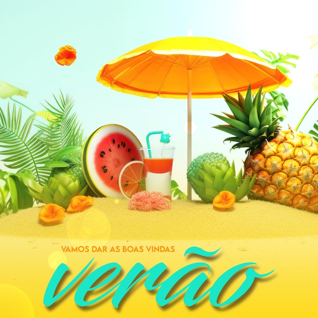 PSD free psd social media feed summer time in portuguese