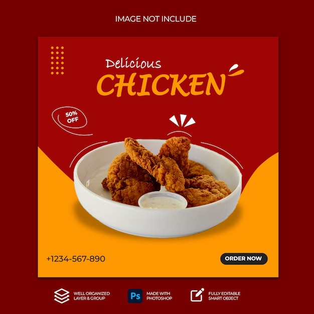 Free psd social media food instagram post chicken template