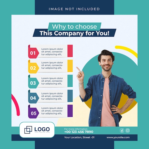 Infografica di post design gratuita per i social media psd