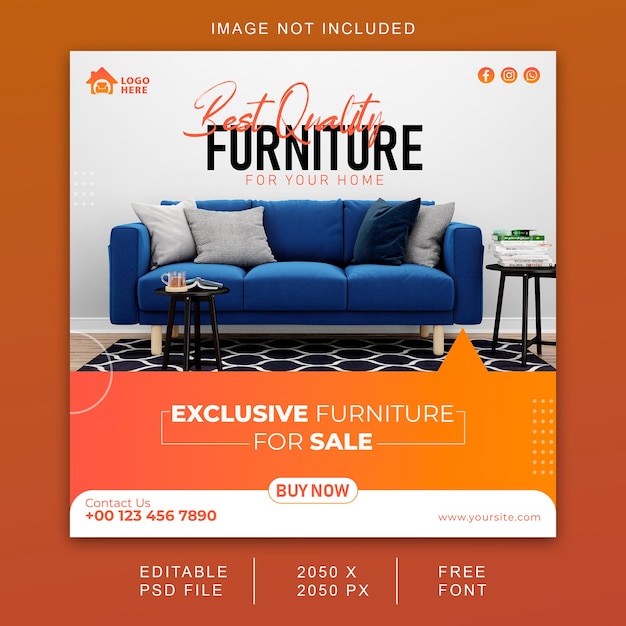 Free psd sofa set promotional banner post design