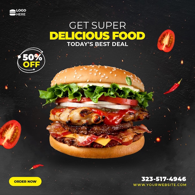 Free PSD special delicious food social media banner post template