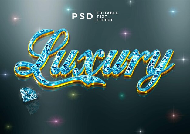 Free psd spectacular shiny diamond 3d text effect with gold