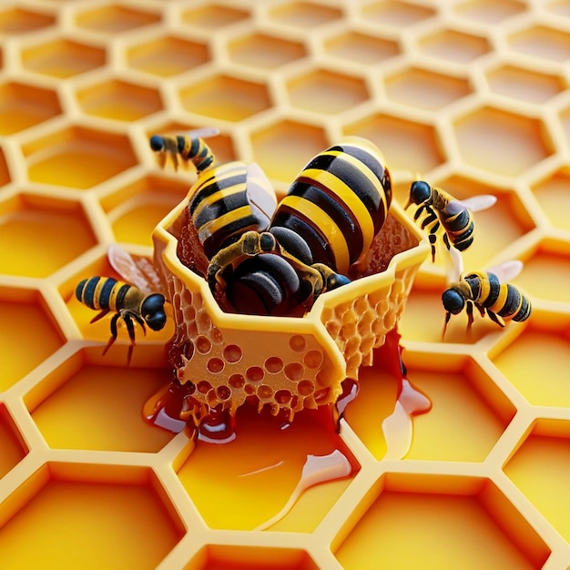 PSD psd gratis dolce a nido d'ape e miele di legno gocciolante