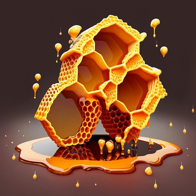 PSD free psd sweet honeycomb and wooden honey dripping
