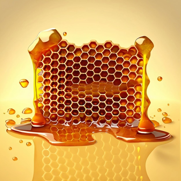 PSD free psd sweet honeycomb and wooden honey dripping