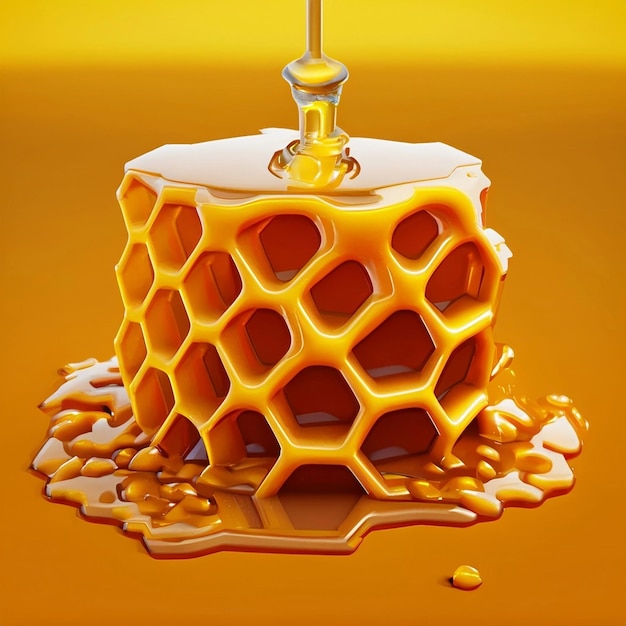 PSD free psd sweet honeycomb and wooden honey dripping