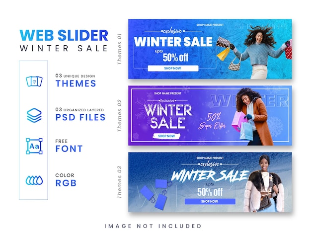 Free PSD template winter social media web banner and Facebook cover photo design template