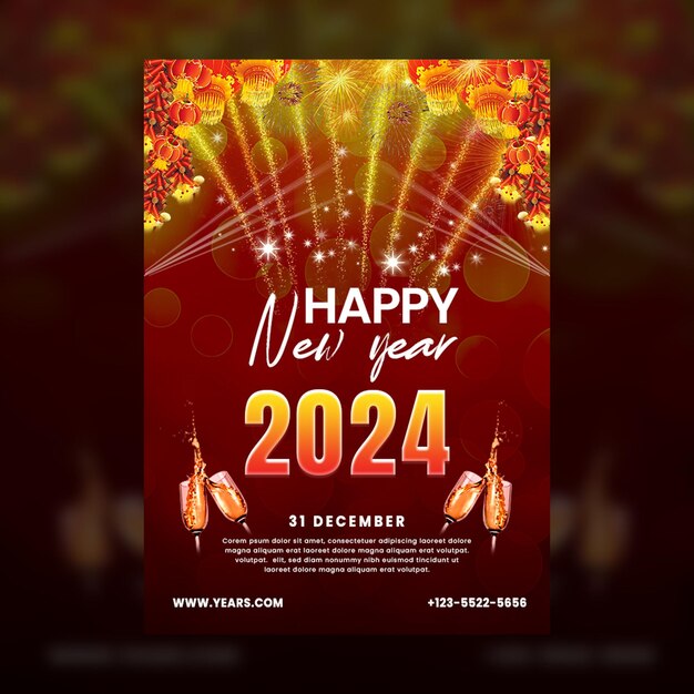 Happy New Year 2024 Poster Images Free Download on Freepik