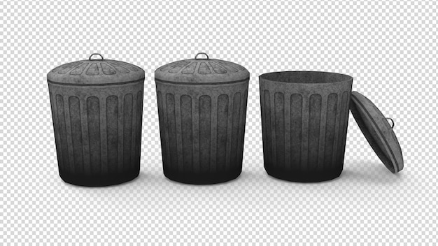 Free PSD trash can on transparent background
