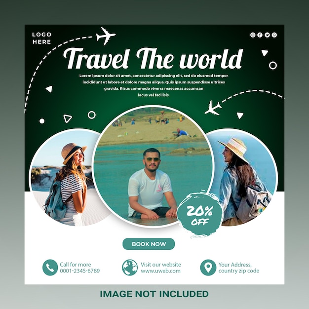 Free PSD travel agency social media post template