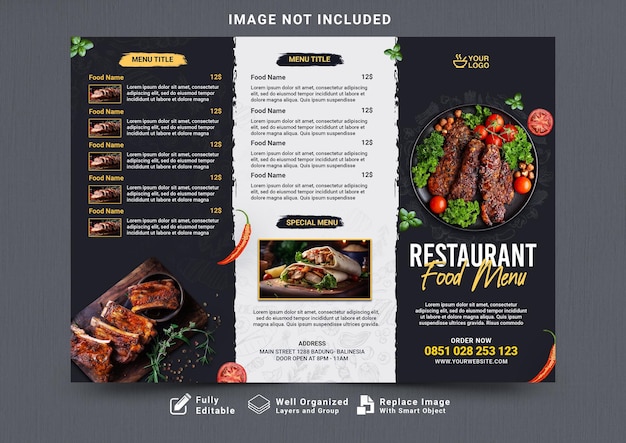 PSD free psd trifold restaurant food menu template