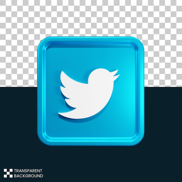 free psd  twitter logo 3d