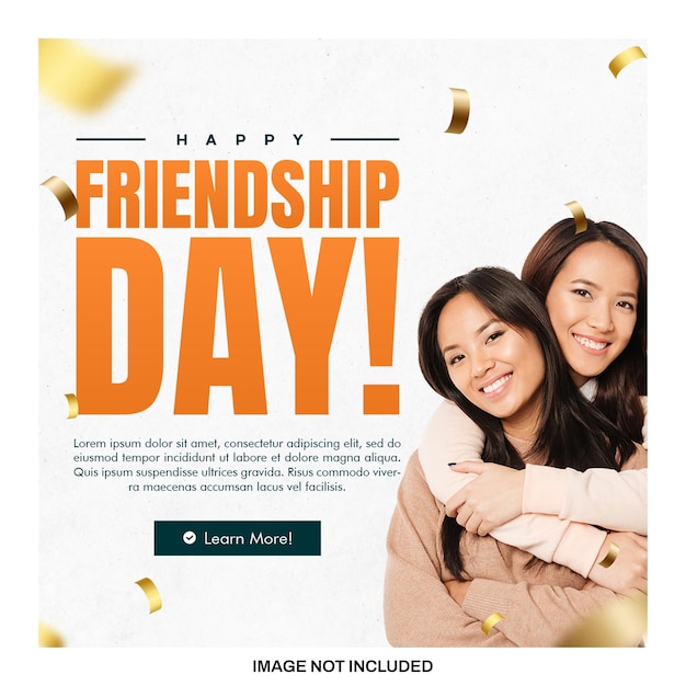 Free psd two female friendship modern concept square flyer template