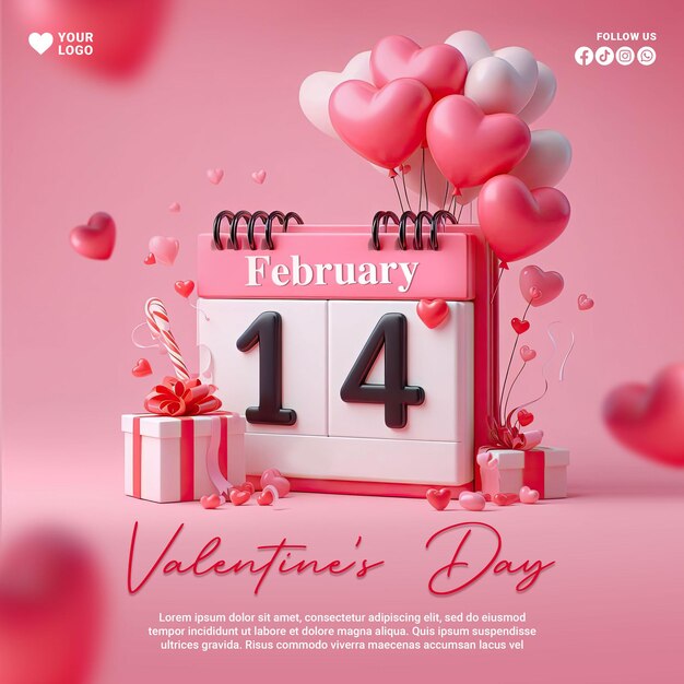 PSD free psd valentine day instagram template