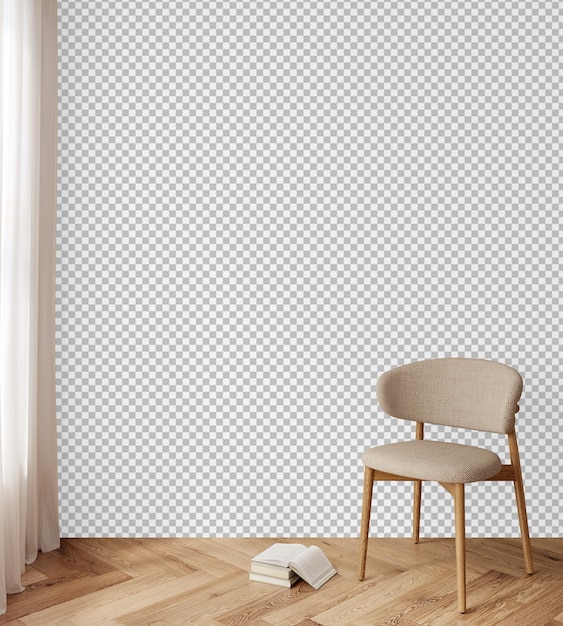 Free psd wallpaper mockup in living room interior background 3d rendering