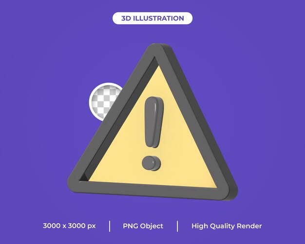 free psd warning sign 3d rendering