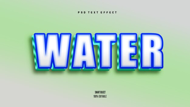 Free PSD water 3d editable text effect