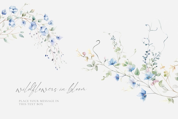 PSD free psd watercolor wedding card with delicate floral arrangements