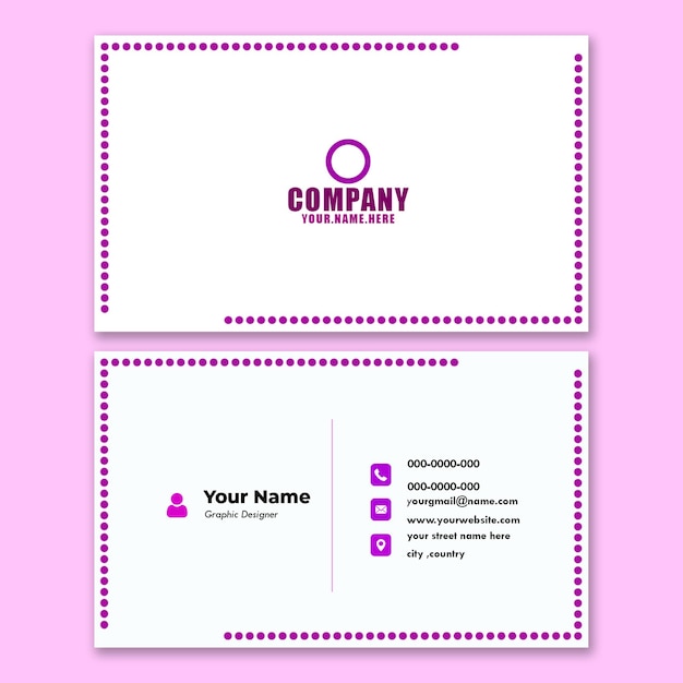 Free psd white business card with purple details