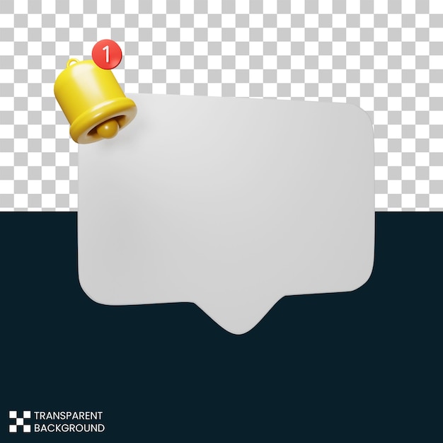 알림 3d 렌더링에 대한 벨이 있는 흰색 연설 거품 무료 PSD 파일