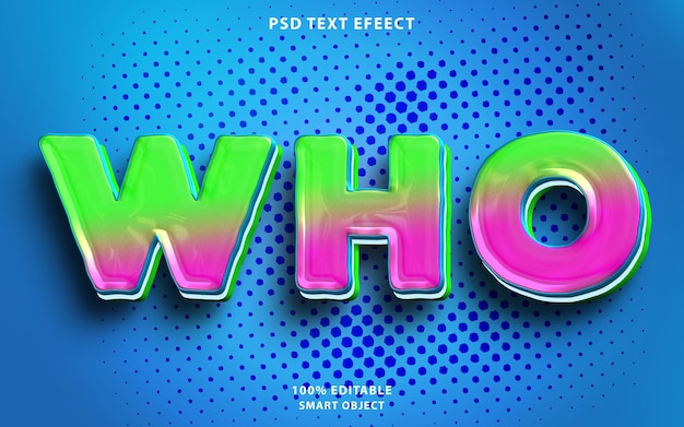 PSD psd who コミックスタイル 編集可能なテキストエフェクト