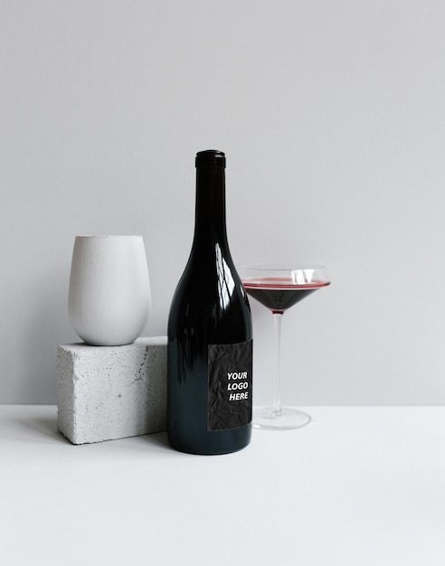 free psd wine bottle label mockup design