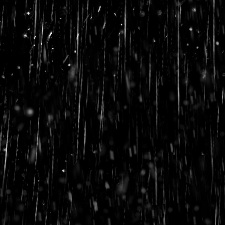PSD free real rain effect with black background and transparent
